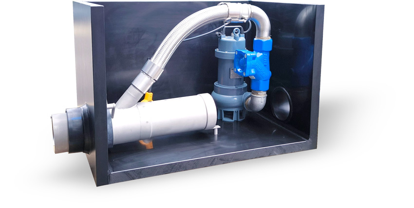 MwStop® Bypass Home - the check valve solution with a built in pump for fully funtioning sewer lines in case of backflow.
