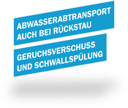 AbwasserAbtransport auch bei Rückstau, Geruchsverschuss und Schwallspülung